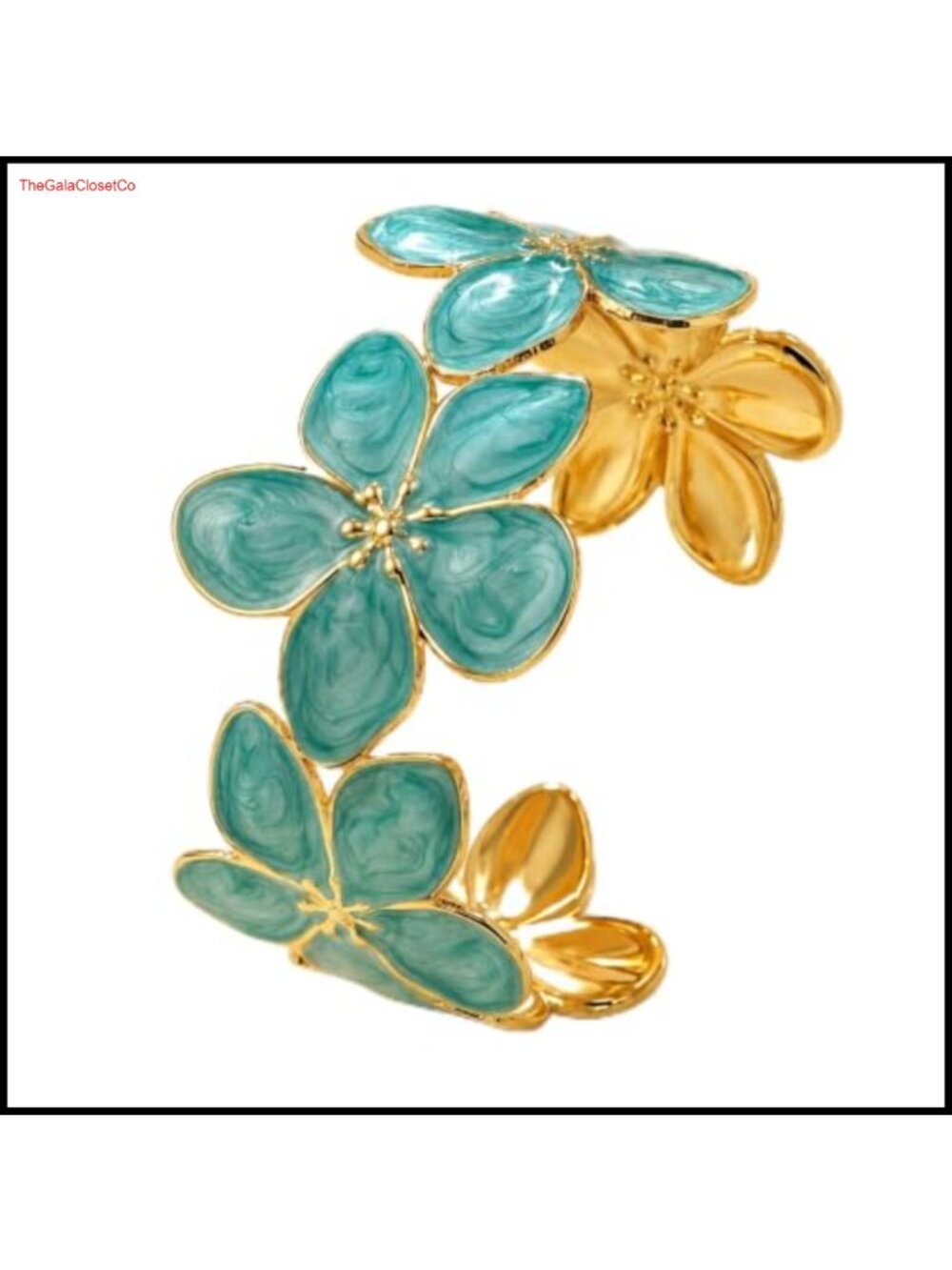 Chunky Floral Open Cuff Bangle Bracelet Alloy Statement Jewelry